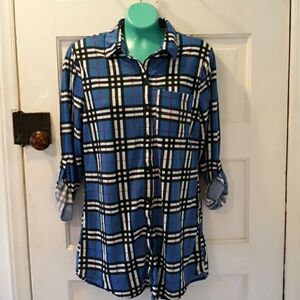 Eden & Olivia blue flannel button up